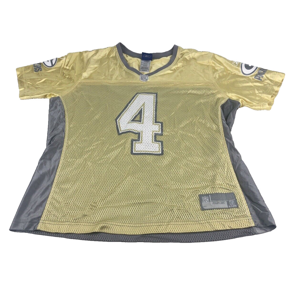 NFL Green Bay Packers Reebok Brett Favre Womens XL Canola Sparkled Jersey Vtg